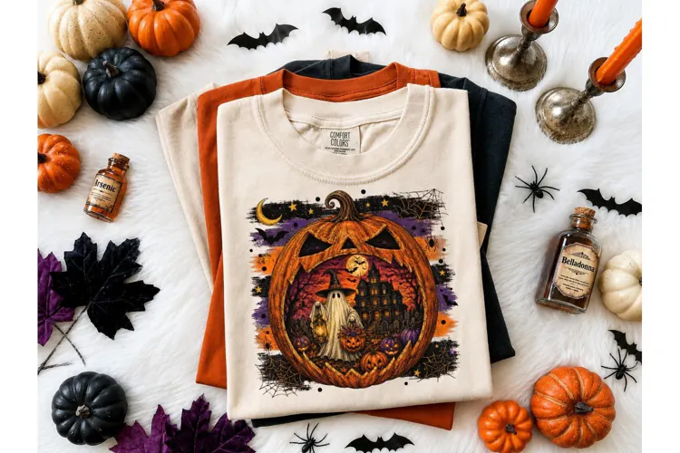 Halloween Pumpkin Ghost PNG Shirt Design