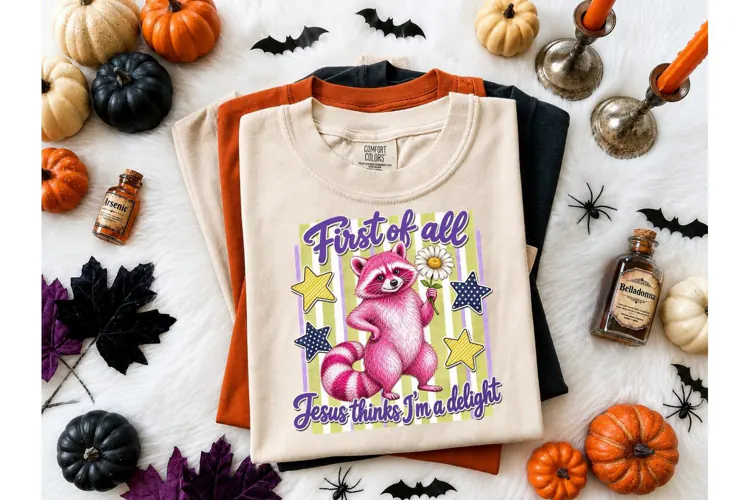 Funny Raccoon Jesus Delight PNG Tee