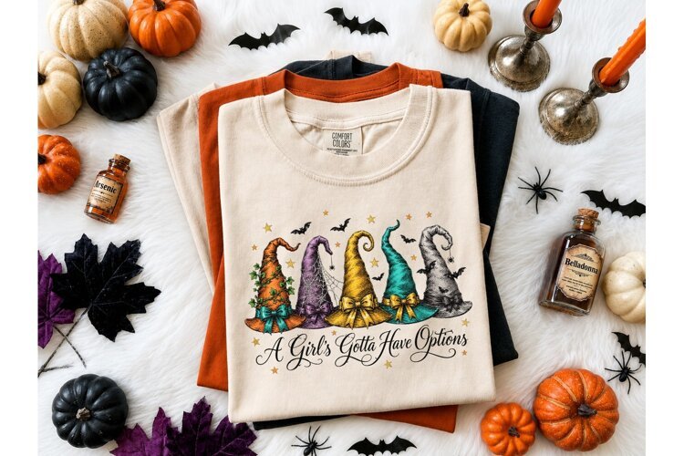 Witch Hats Girls Options PNG Shirt Desig example image 1