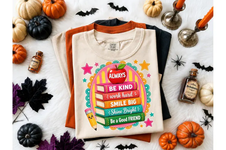 Always Be Kind Teacher Books PNG Tee