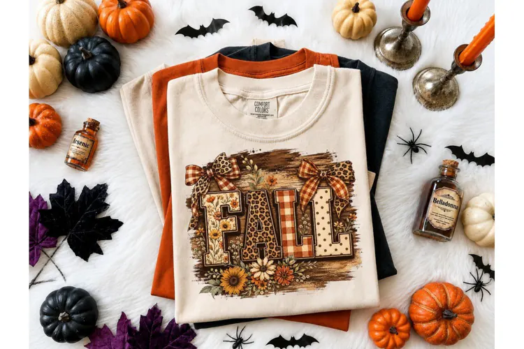 Fall Floral Leopard Bow PNG Sublimation