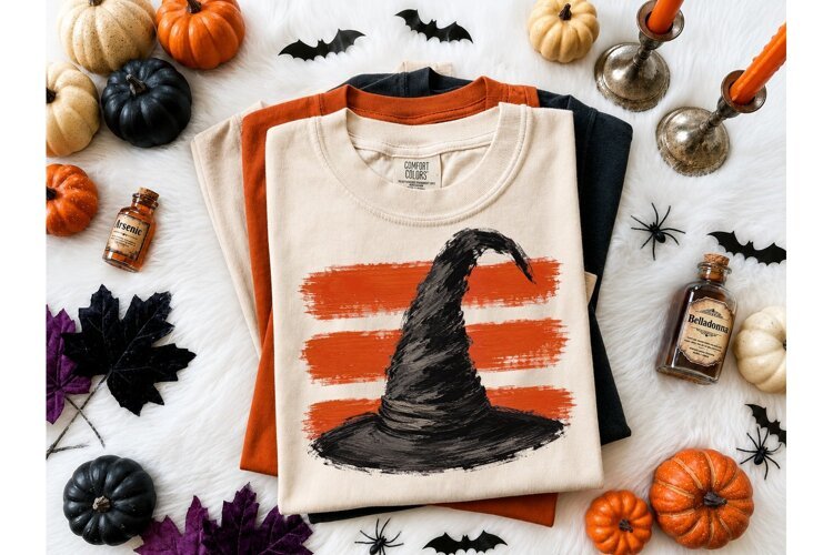 Witch Hat Halloween PNG Shirt Design example image 1