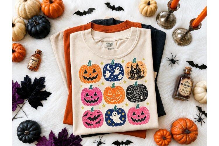 Halloween Pumpkin Patch PNG Shirt Design example image 1