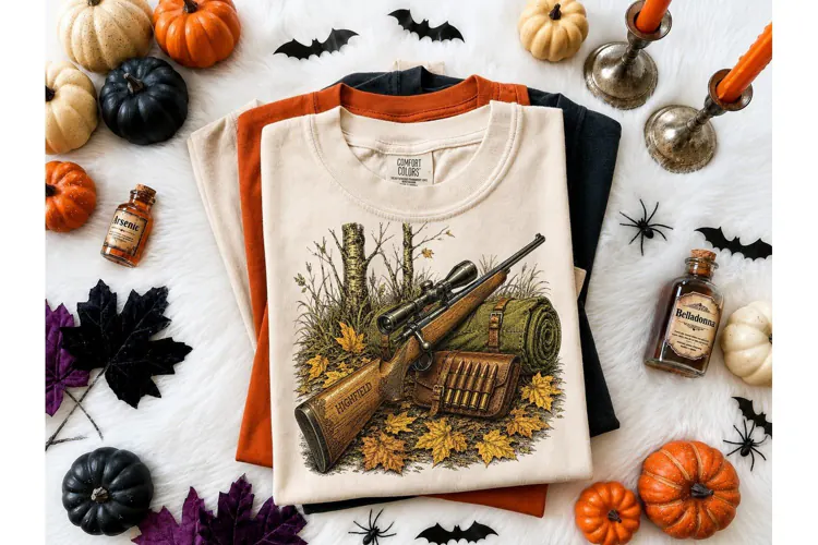 Hunting Rifle Fall PNG Shirt Design