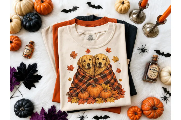 Fall Golden Retriever Dogs PNG Shirt