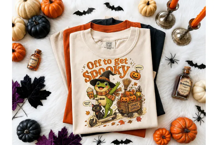 Off To Get Spooky Frog Halloween PNG