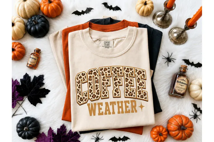 Coffee Weather Leopard PNG Shirt Design-Coffee Weather Leopa