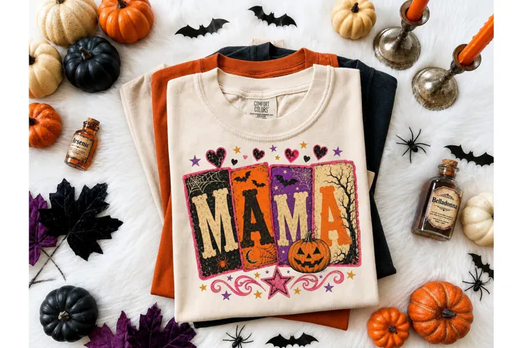 Halloween Mama PNG Sublimation Tee Desig