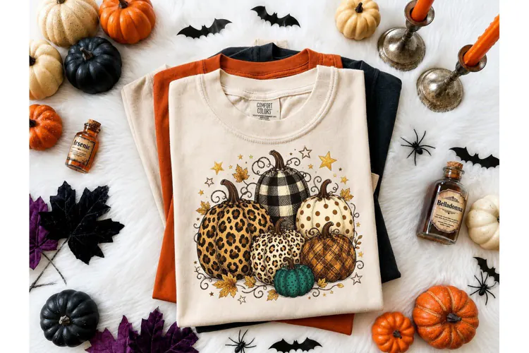 Fall Pumpkin Pattern PNG Shirt Design