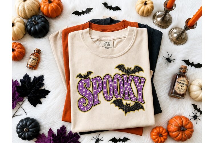 Spooky Bat Halloween PNG Shirt Design example image 1