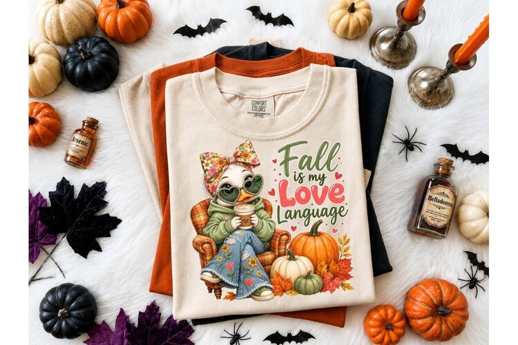 Fall Is My Love Language Duck PNG Tee example image 1