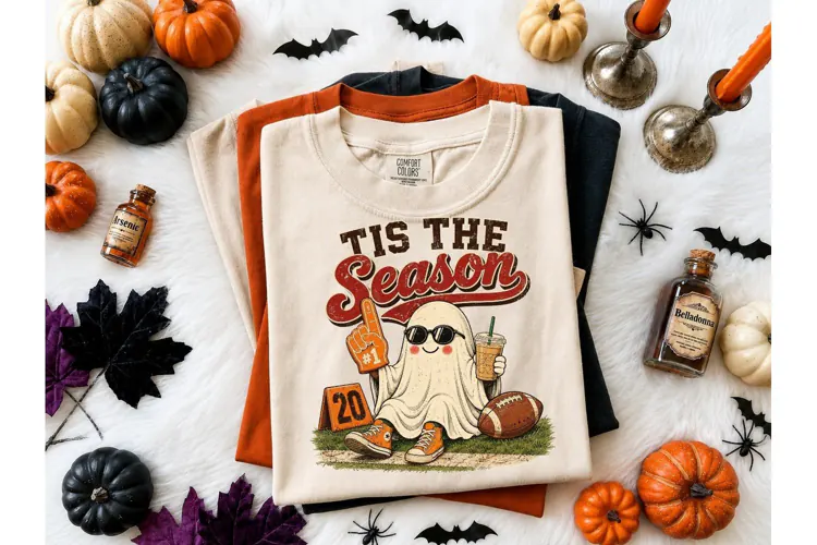 Tis The Season Ghost Football PNG Tee
