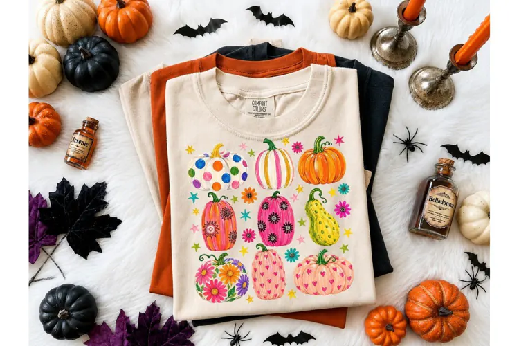 Colorful Pumpkin Patch PNG Sublimation T