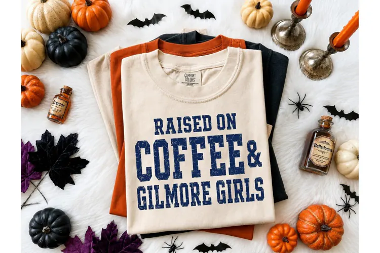 Raised On Coffee Gilmore Girls PNG Tee