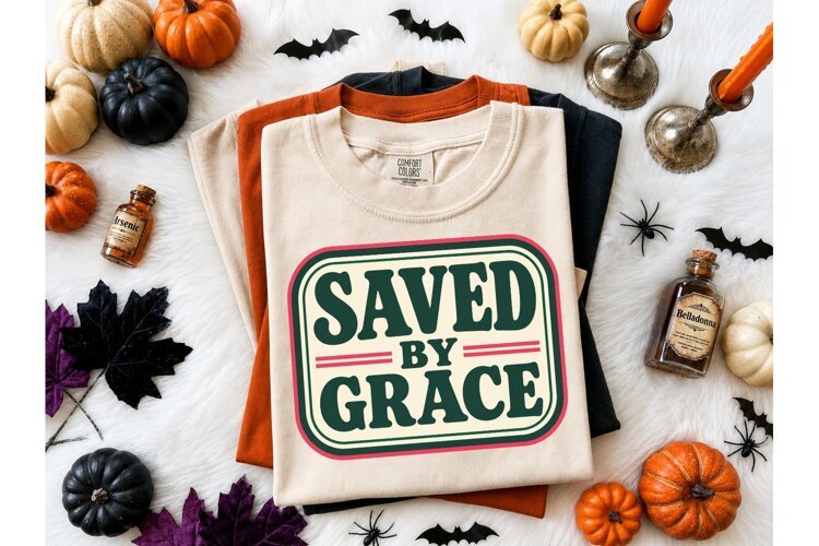 Saved By Grace PNG Christian Tee Design example image 1