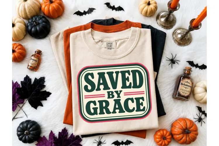 Saved By Grace PNG Christian Tee Design