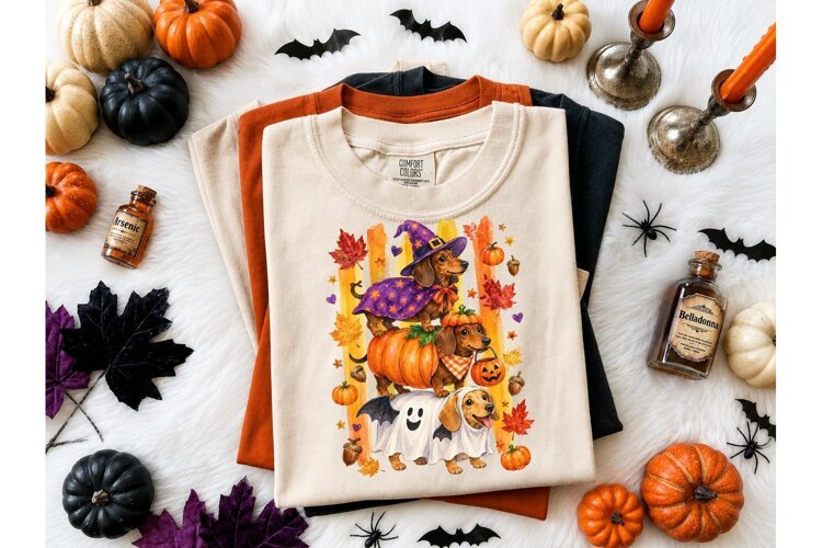 Halloween Dachshund PNG Shirt Design example image 1