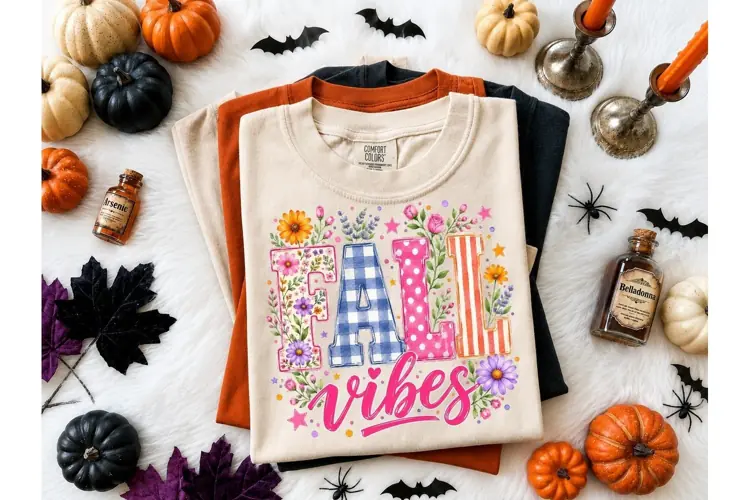 Fall Vibes Floral PNG Sublimation Tee