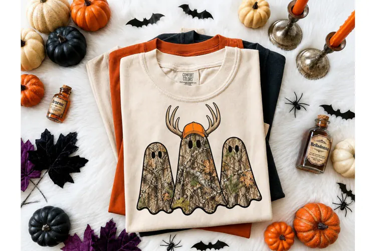 Camo Ghost Halloween PNG Shirt Design