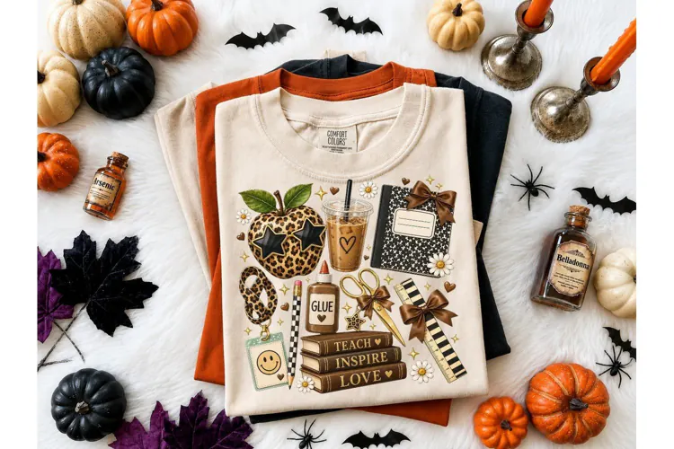 Teacher Fall Halloween PNG Sublimation T