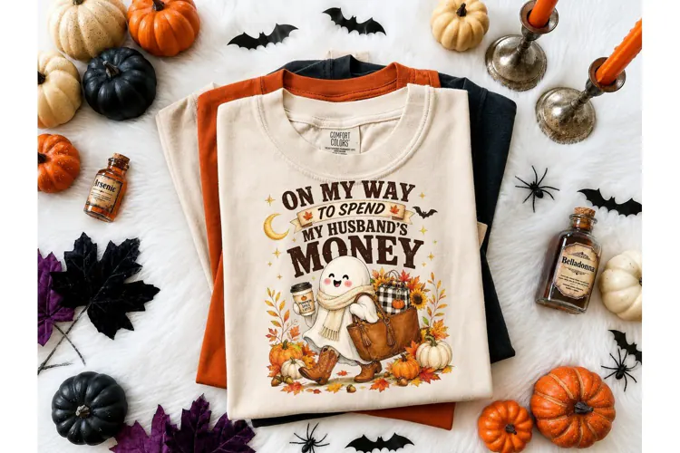 Spend Husband Money Ghost PNG Tee