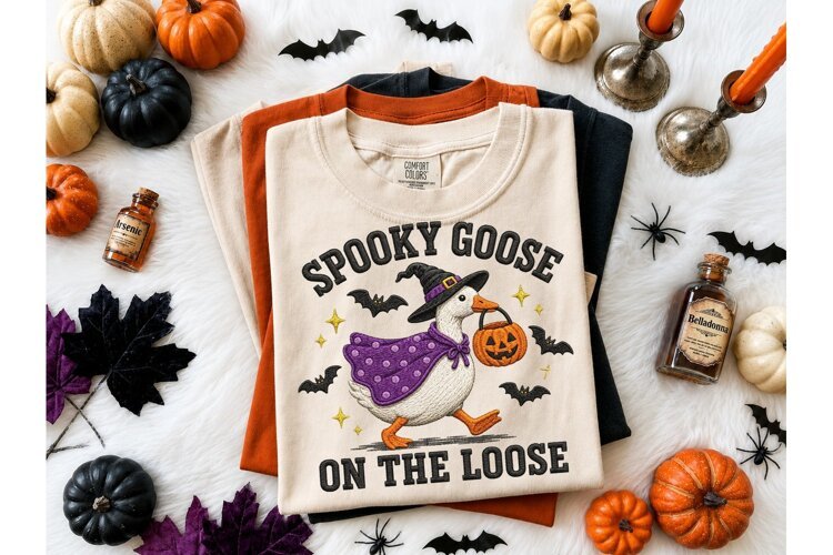 Spooky Goose Halloween PNG Shirt Design example image 1