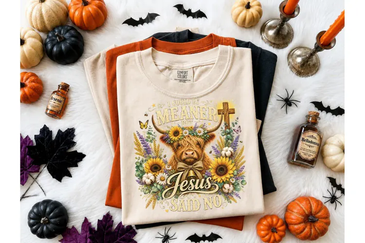Highland Cow Jesus Said No PNG Tee