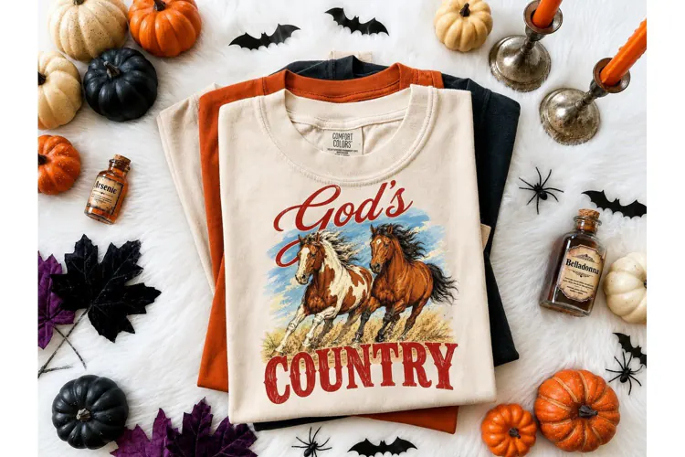 God's Country Wild Horses PNG Tee Design