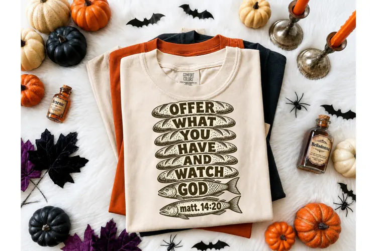 Loaves and Fishes Bible Verse PNG Tee