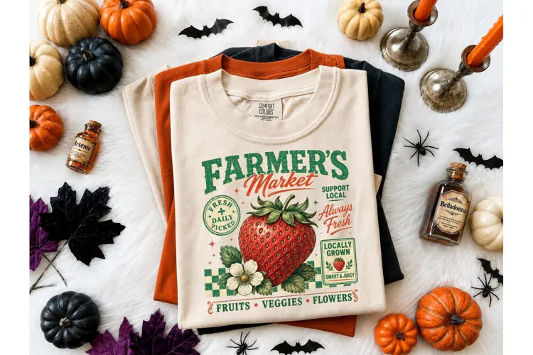 Farmer's Market Strawberry PNG Tee