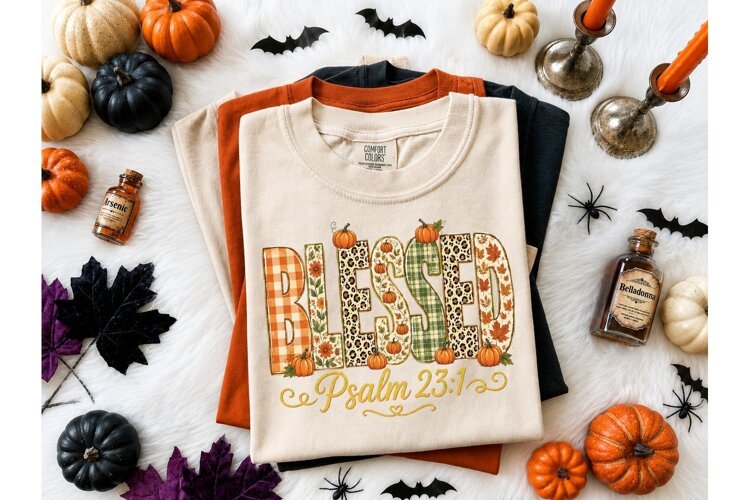Blessed Fall Pumpkin PNG Sublimation Tee example image 1