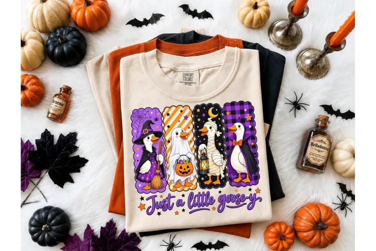 Just a Little Goosey Halloween PNG Tee