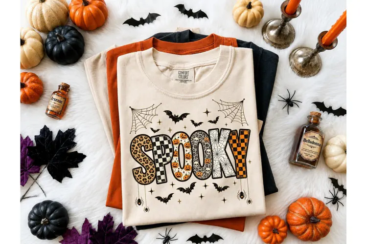 Spooky Halloween PNG Sublimation Tee Des