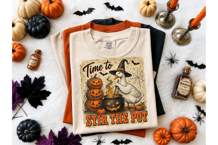 Halloween Witch Goose Stir Pot PNG Tee