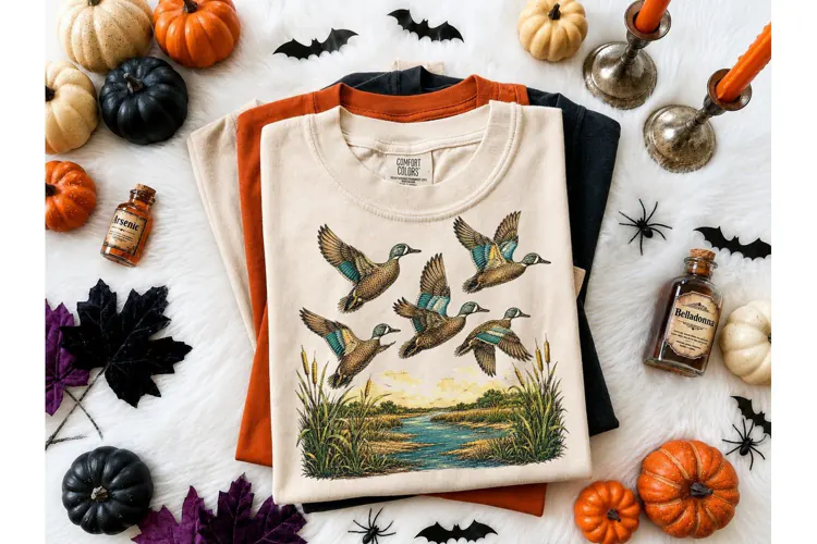 Flying Ducks Wetland PNG Shirt Design