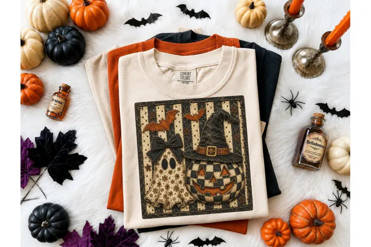 Vintage Halloween Ghost Pumpkin PNG Tee
