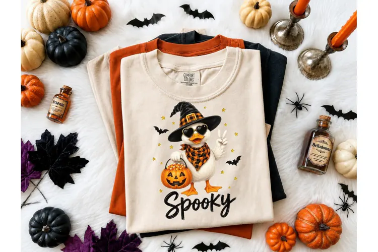Spooky Duck Halloween PNG Shirt Design