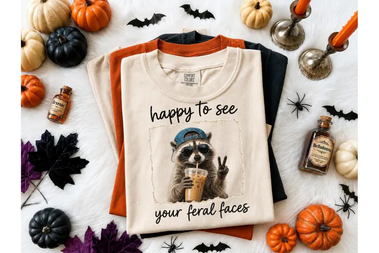 Happy Feral Raccoon PNG Funny Tee Design