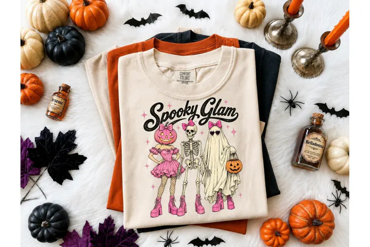 Spooky Glam Halloween PNG Shirt Design