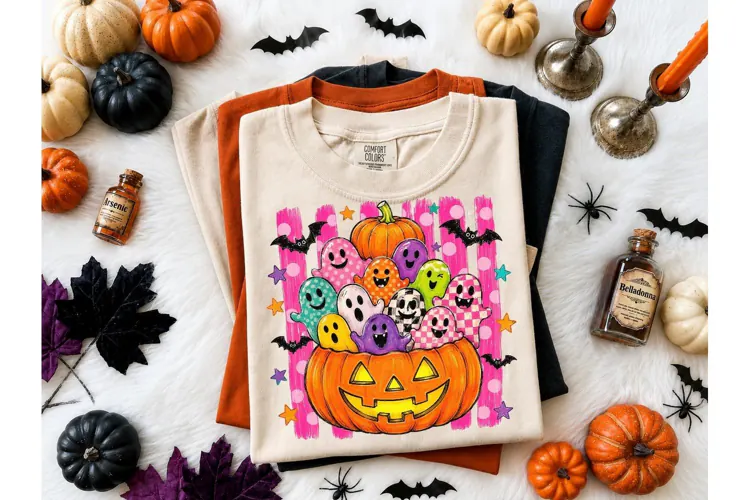 Halloween Ghost Pumpkin PNG Shirt Design