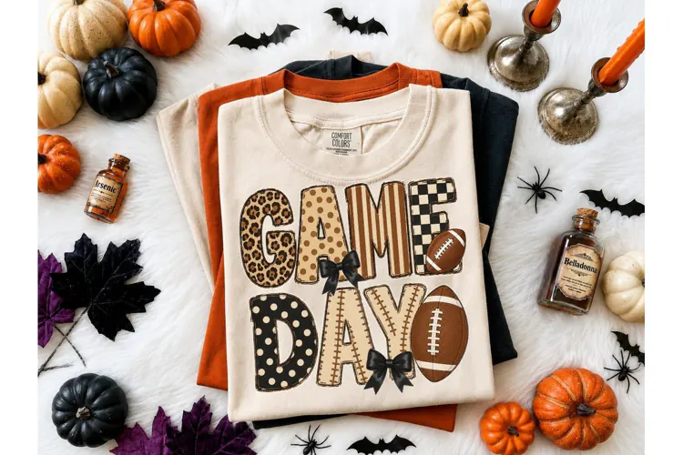 Game Day Football Halloween PNG Tee