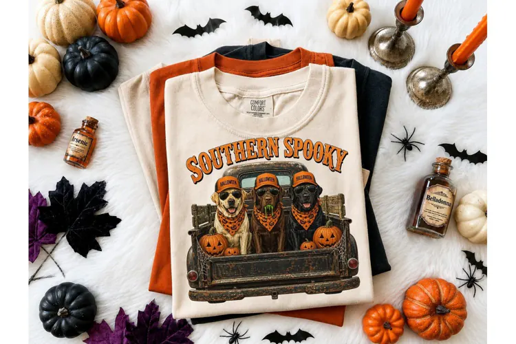 Southern Spooky Halloween Labs PNG Tee