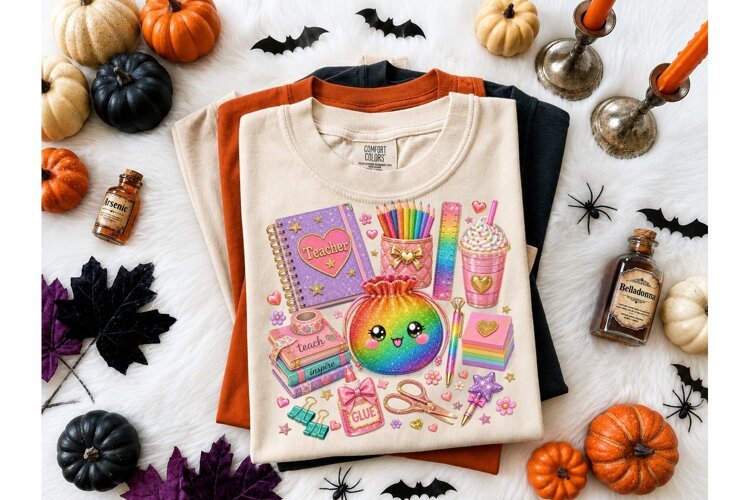 Cute Teacher School Supplies PNG Sublima example image 1