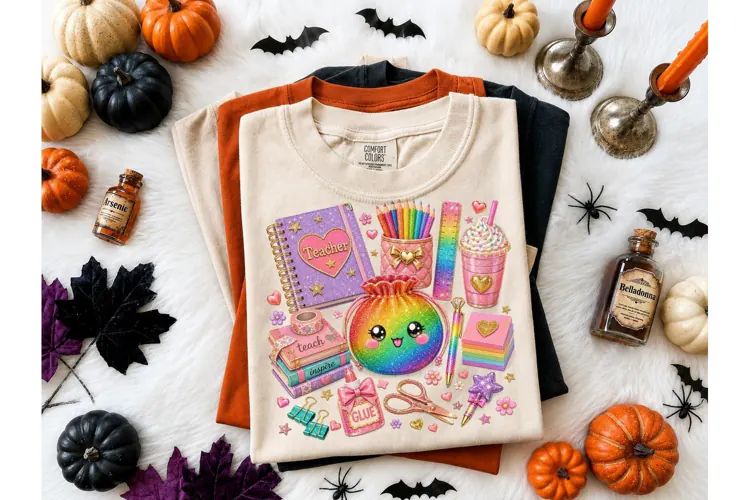 Cute Teacher School Supplies PNG Sublima