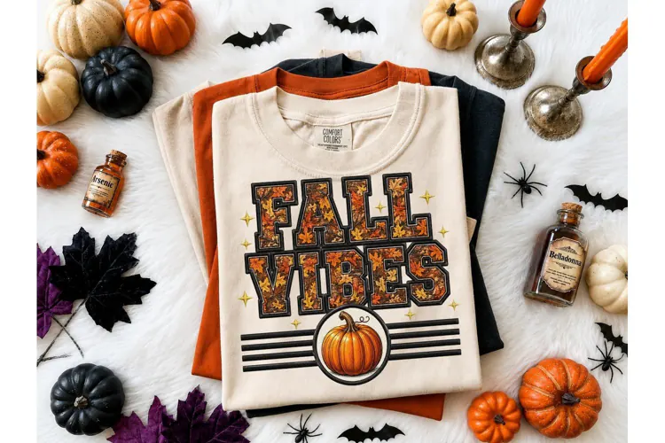 Fall Vibes Pumpkin PNG Sublimation Tee
