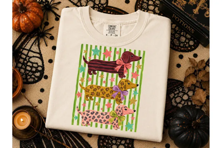Cute Dachshund Trio PNG Sublimation Tee