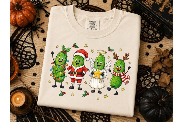 Christmas Pickle Characters PNG Shirt example image 1