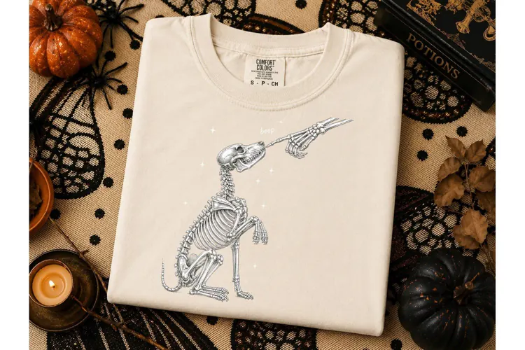 Skeleton Dog Boop Halloween PNG Tee