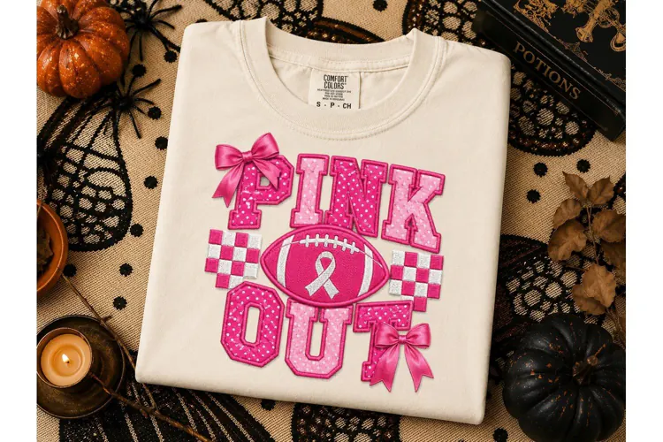 Pink Out Football PNG Breast Cancer Tee