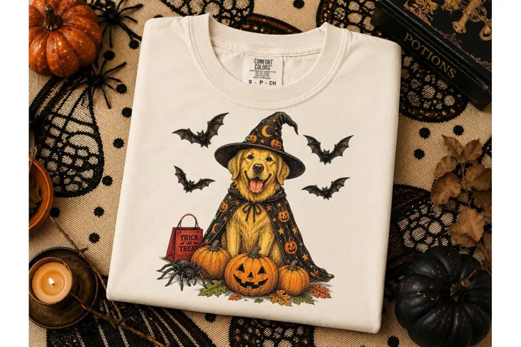 Halloween Dog Witch PNG Shirt Design